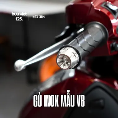 Gù tay lái Inox 304 V8 gắn cho Ab, Vario, Vision, Future, Wave