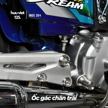 Bộ 5 ốc gác chân sau Dream Super, Dream lùn có gác chân nhôm phía, Inox 304