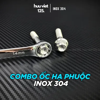 Bộ ốc hạ phuộc trước Inox 304 không mài ty cho xe Dream, Wave, Future, AB, Lead, Sh...
