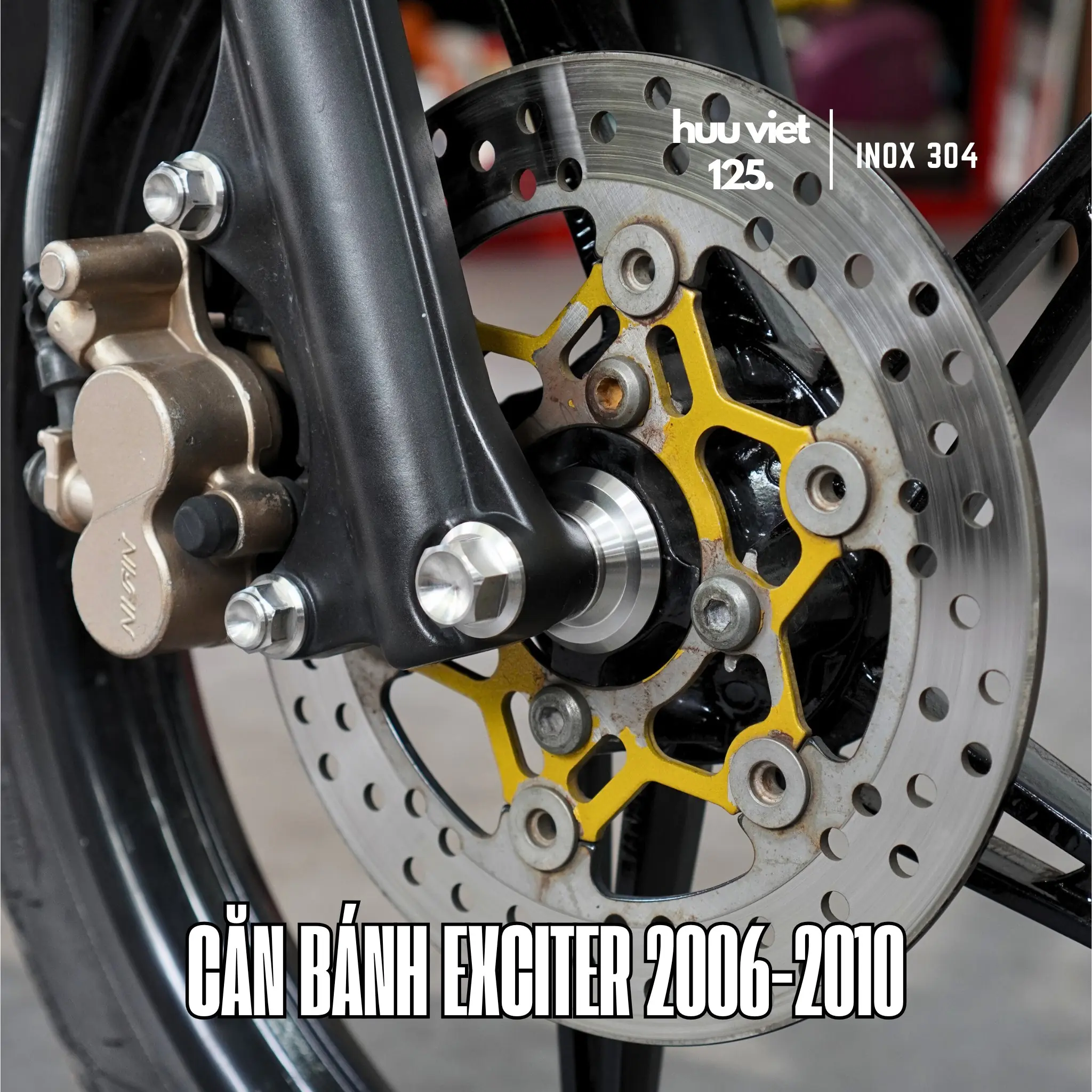 Cục căn, canh bánh Ex 135 2006-2010 trước, sau Inox 304 CNC nguyên khối